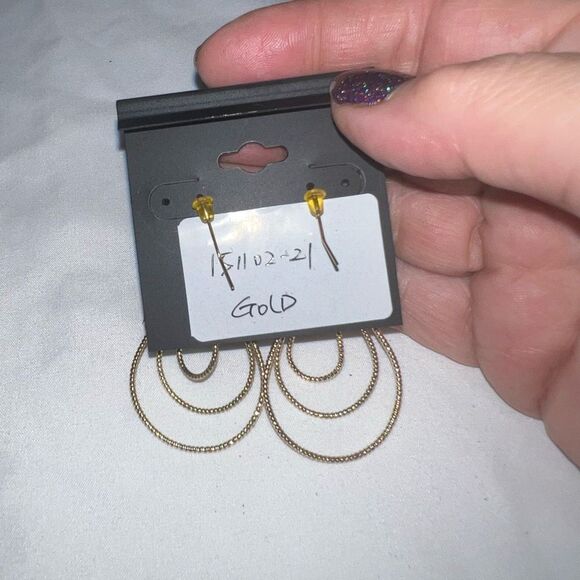 G by Gennaro Gold Tone Triple Teardrop Dangle Earrings - Picture 6 of 6